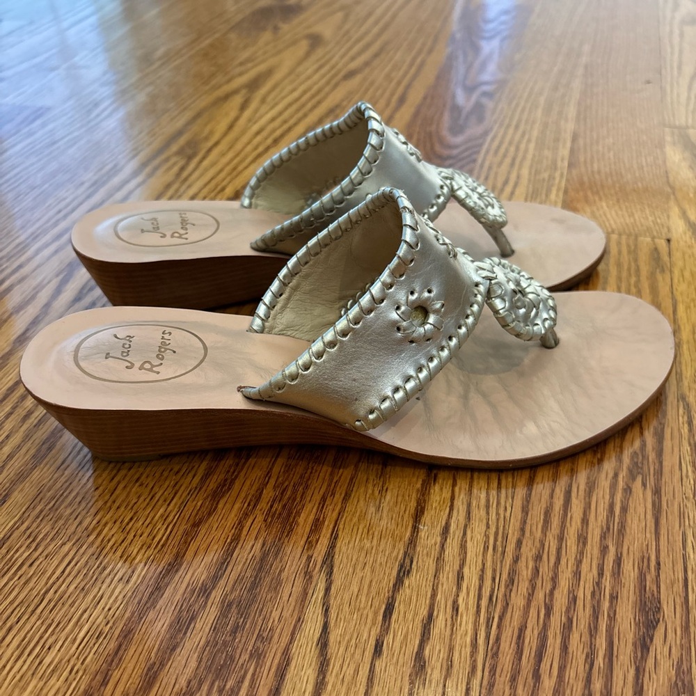 Jack Rogers low wedge sandal metallic
